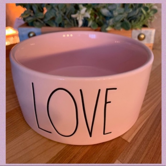 Rae Dunn Other - RAE DUNN BY MAGENTA “LOVE” PINK CERAMIC PET BOWL